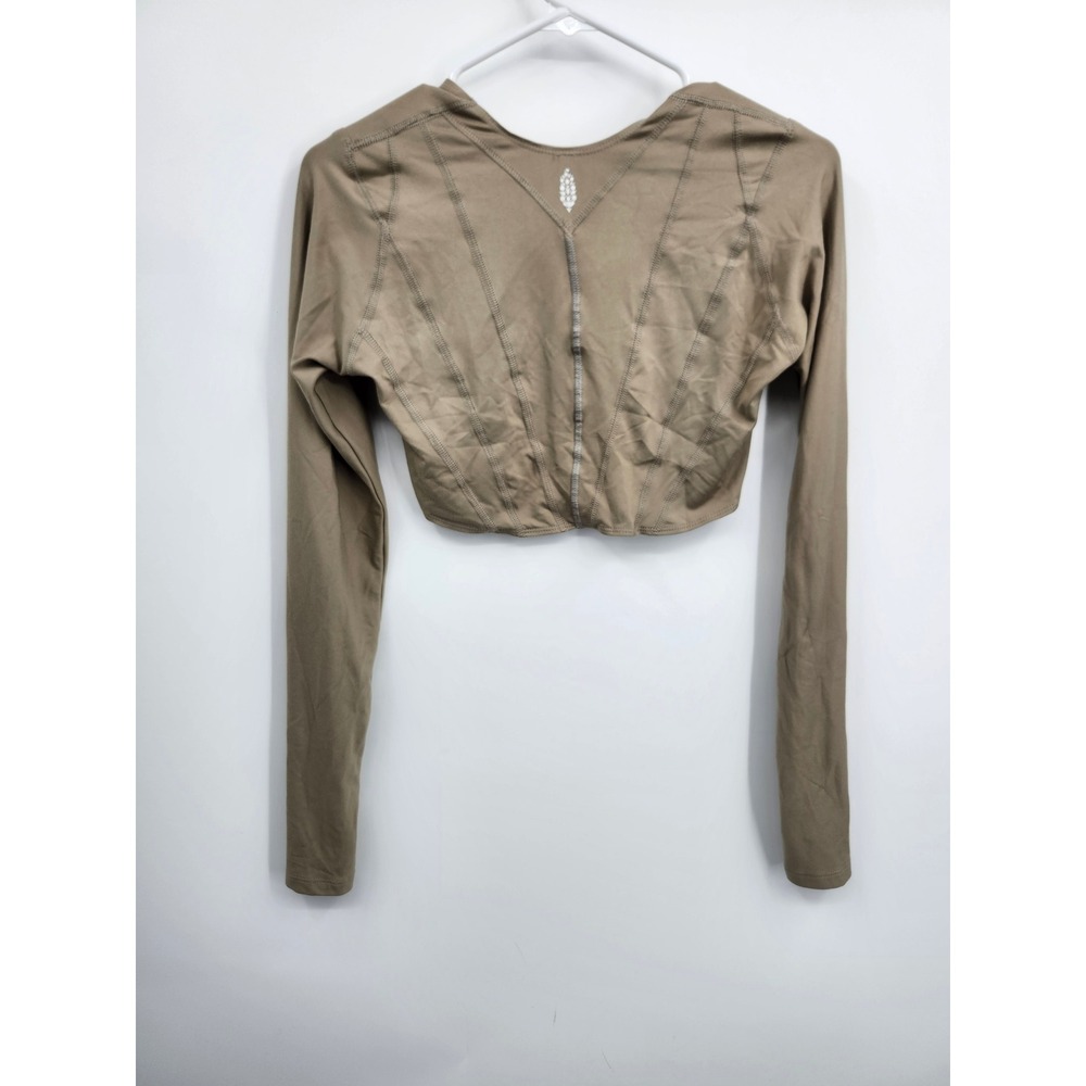 Free People FP Movement Shrug Women Small Brown Good Karma Cropped Long Sleeve - Picture 4 of 6